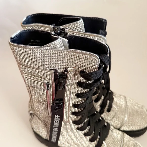 Poster Girl Dolls Kill Billionaire Bling Rhinestone Combat Boots Size 8 - Picture 2 of 10